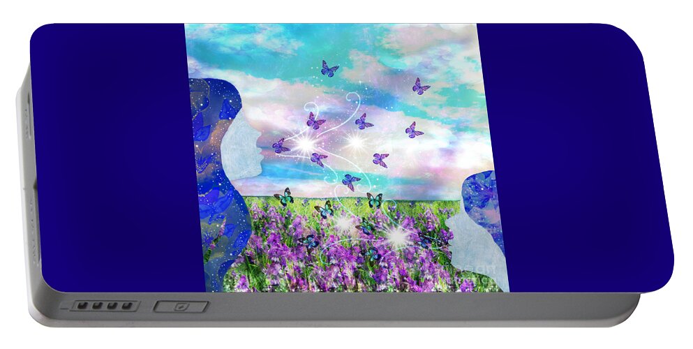 Summer Breeze Portable Battery Charger featuring the mixed media Summer Breeze by Diamante Lavendar