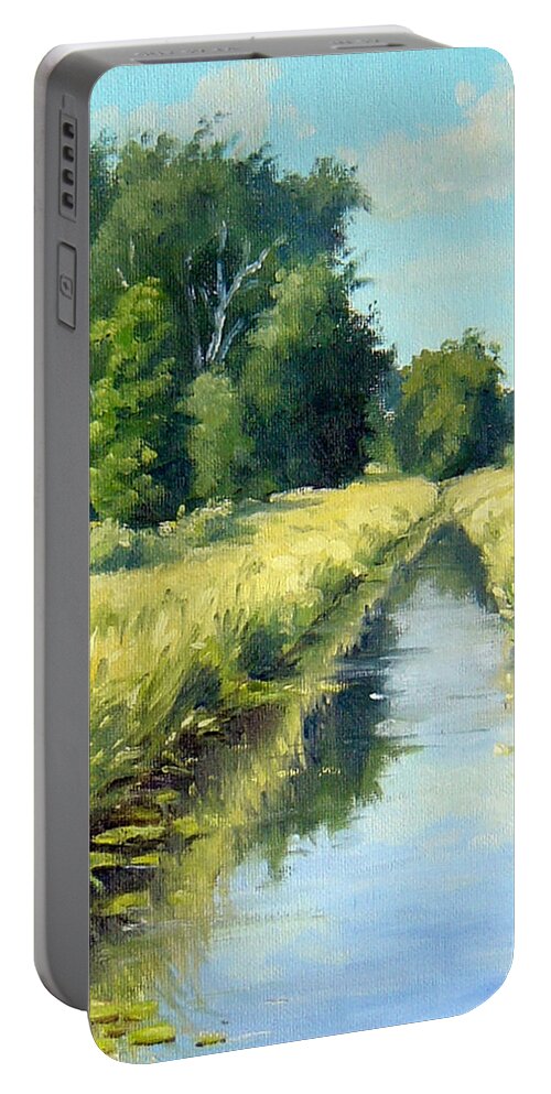 Landscape Portable Battery Charger featuring the painting Summer Creek by Rick Hansen