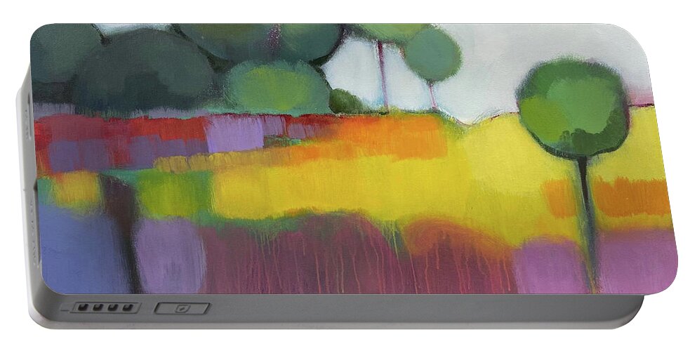 Acrylic Portable Battery Charger featuring the painting Summer Day 1 by Farhan Abouassali