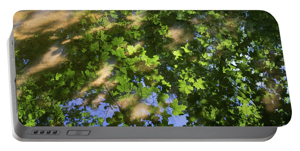 Reflection Portable Battery Charger featuring the photograph Summer dream and reflection of maple leaves by Adriana Mueller