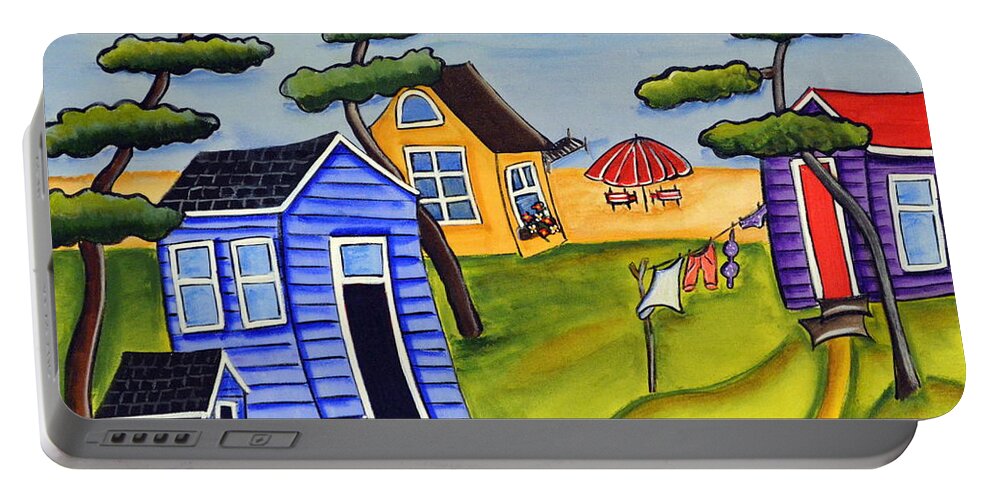 Colourful Portable Battery Charger featuring the painting Canada Day by Heather Lovat-Fraser