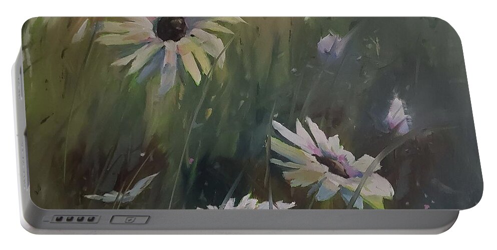 Daisy Portable Battery Charger featuring the painting Summer is Daisies by Sheila Romard