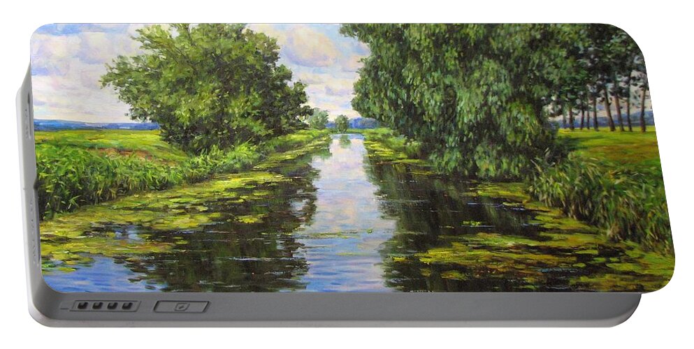 Summer Landscape Portable Battery Charger featuring the painting Summer landscape 7 by Kastsov