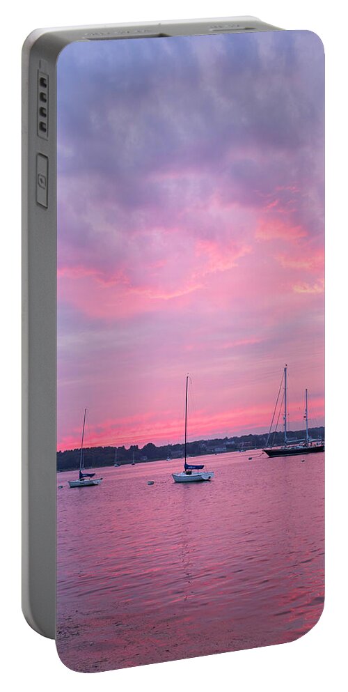 Pink Portable Battery Charger featuring the photograph Summer Sailboats Stonington by Marianne Campolongo