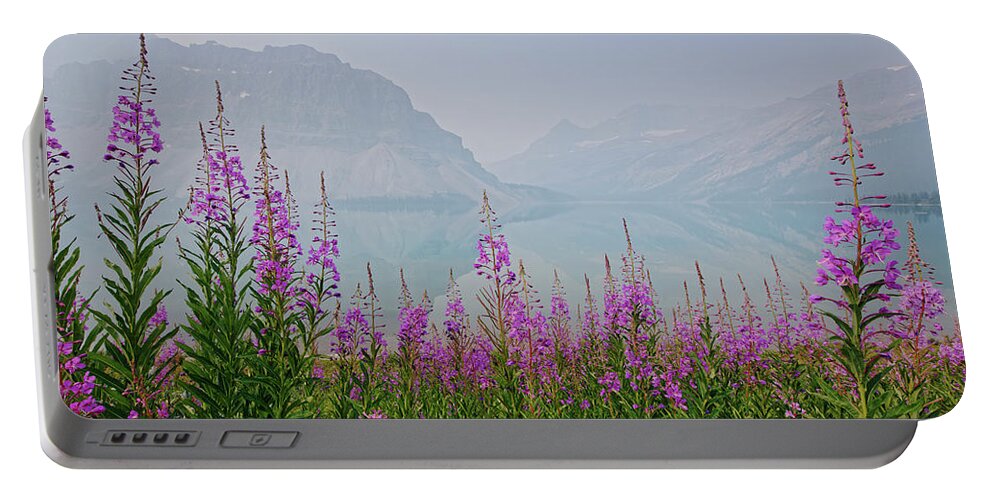 Landscape Portable Battery Charger featuring the photograph Summer Splendor at Bow Lake by Dan Jurak
