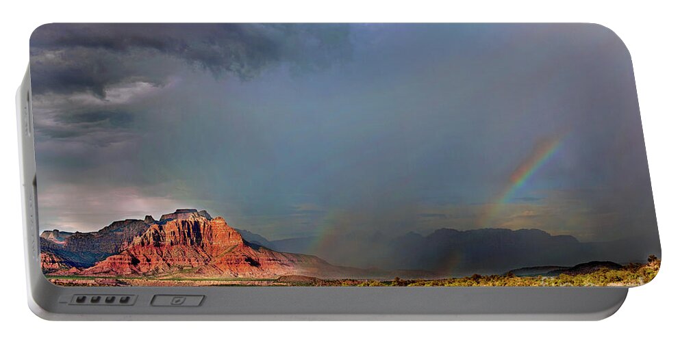 Davw Welling Portable Battery Charger featuring the photograph Summer Storm Back Of Zion Near Hurricane Utah by Dave Welling