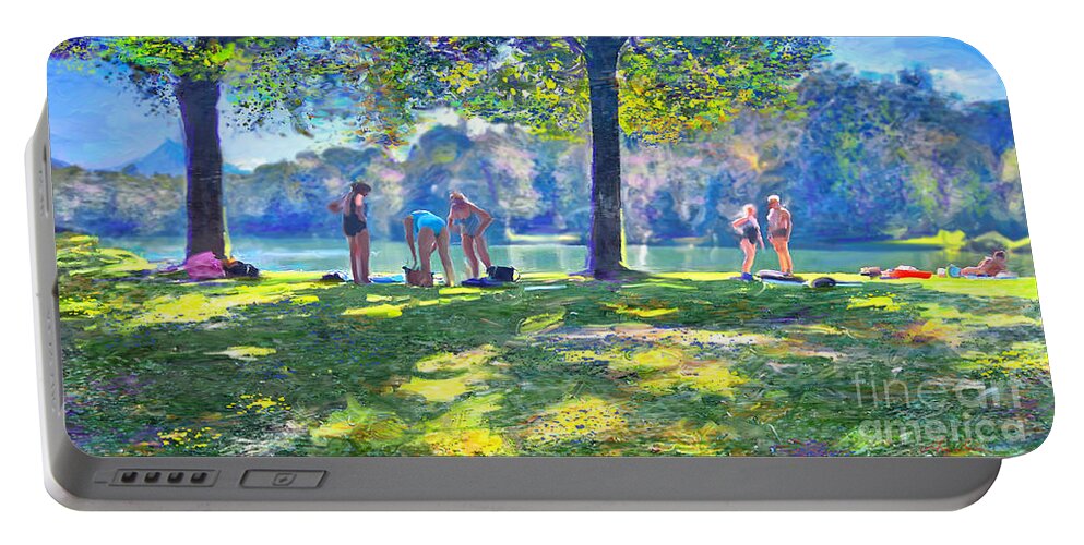 Angiebraun Portable Battery Charger featuring the painting Summer2020 by Angie Braun