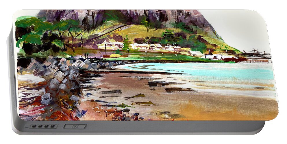 Mountain Portable Battery Charger featuring the painting SummerAtStanleyTasmania-rawEdge by Shirley Peters
