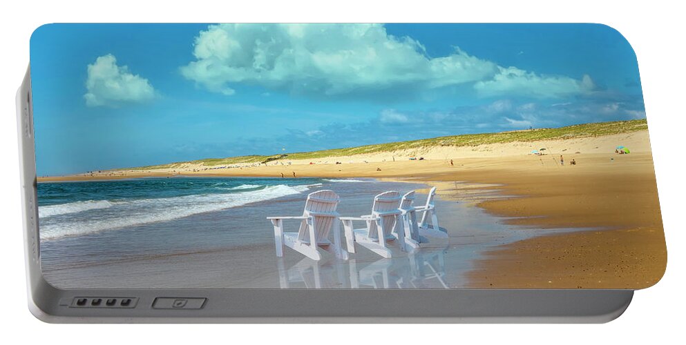 Beach Portable Battery Charger featuring the photograph Summertime Beach by Debra and Dave Vanderlaan