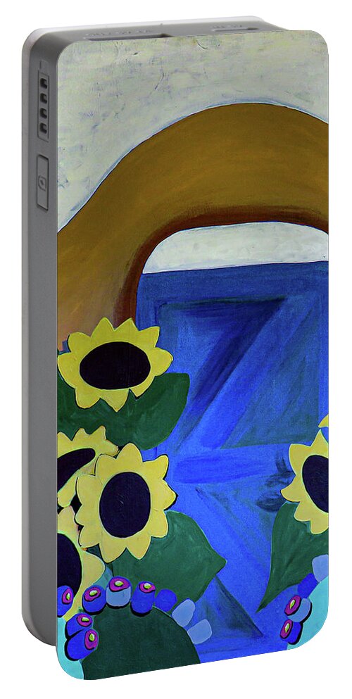Bold Portable Battery Charger featuring the painting Sun Flowers One by Ted Clifton