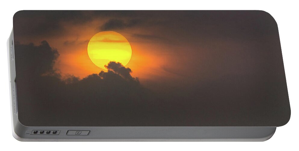Clouds Portable Battery Charger featuring the photograph Sun popping into clouds by Andrew Lalchan