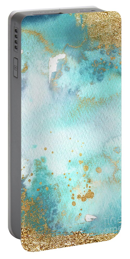 Sunbaked Mint Portable Battery Charger featuring the painting Sunbaked Mint And Gold by Garden Of Delights