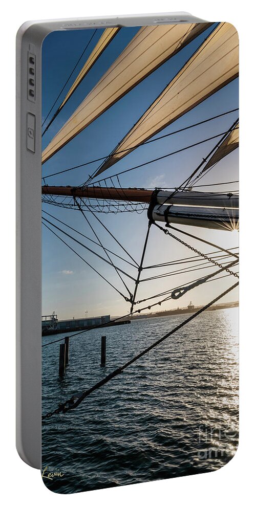 California Portable Battery Charger featuring the photograph Sunburst on the Bow of the Star of India by David Levin