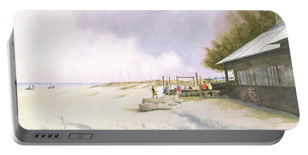 Bradenton Portable Battery Charger featuring the painting Sunday At The Sandbar by John Glass