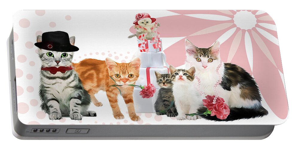 Cat Portable Battery Charger featuring the digital art Sunday Cats by Doreen Erhardt