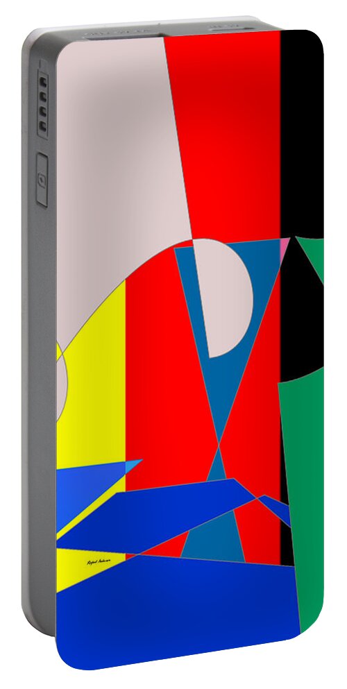 Abstract Portable Battery Charger featuring the painting Sunday Happy by Rafael Salazar
