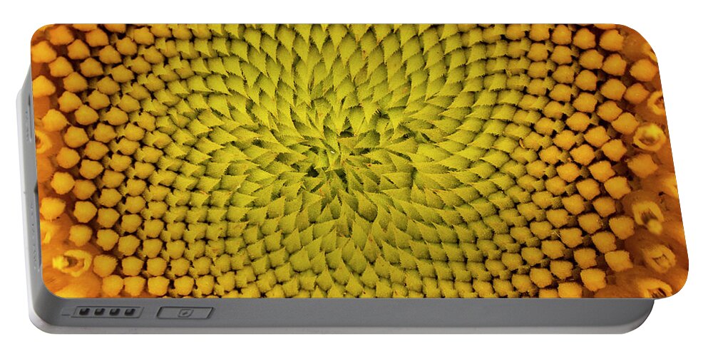 Pattern Portable Battery Charger featuring the photograph Sunflower Abstract by Karen Rispin