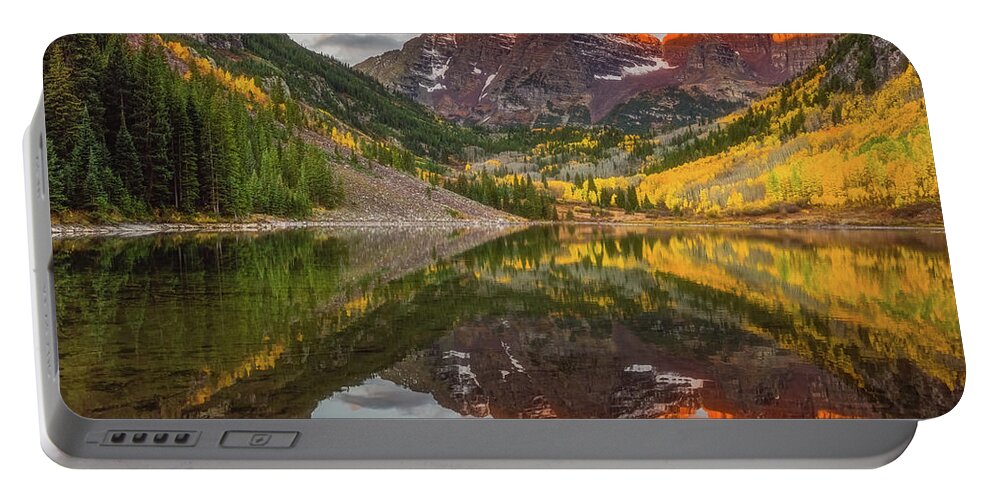 Mountains Portable Battery Charger featuring the photograph Sunkissed Peaks by Darren White