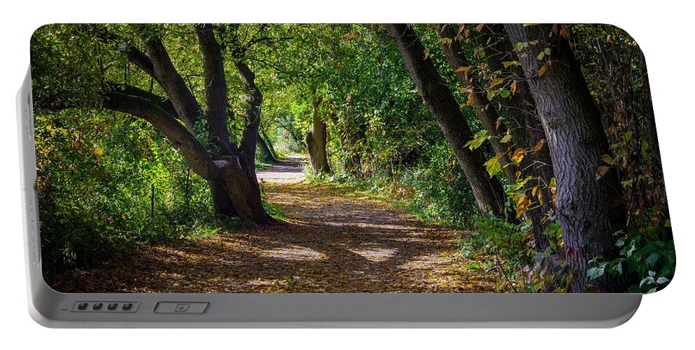 Path Portable Battery Charger featuring the photograph Sunlit Path by Stephen Sloan