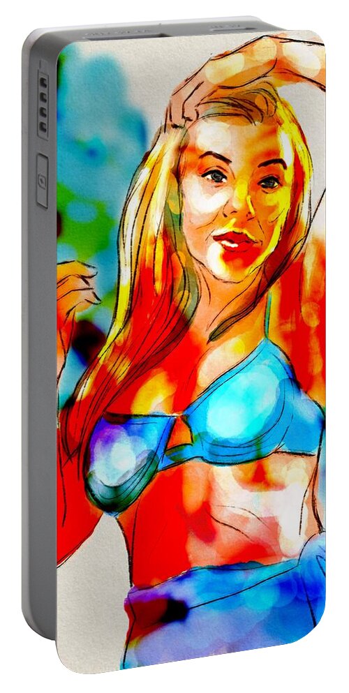 Portrait Portable Battery Charger featuring the digital art Sunny Blonde by Michael Kallstrom