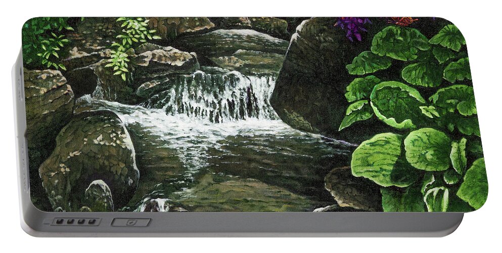 Brook Portable Battery Charger featuring the painting Sunny Brook by Michael Frank
