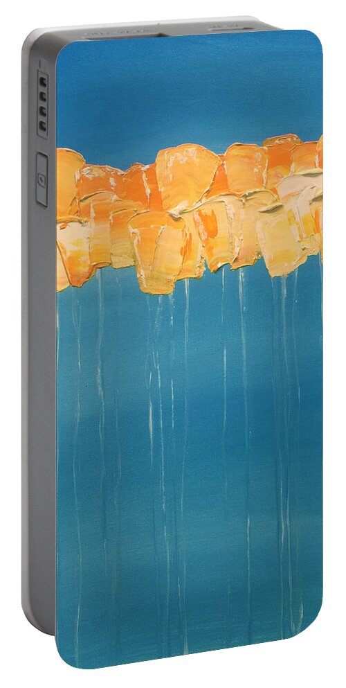 Sun Portable Battery Charger featuring the mixed media Sunny Disposition by Linda Bailey