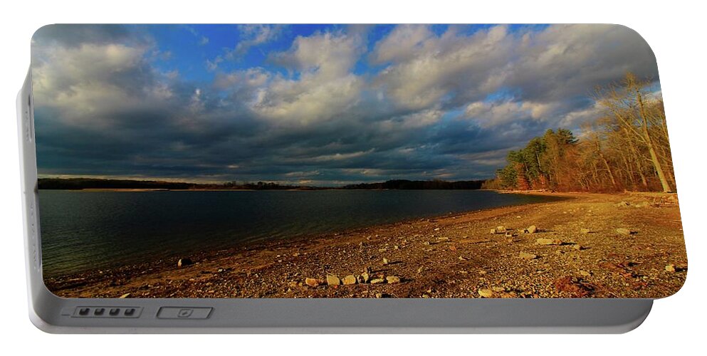 Landscape Portable Battery Charger featuring the photograph Sunny Shore by Mary Walchuck