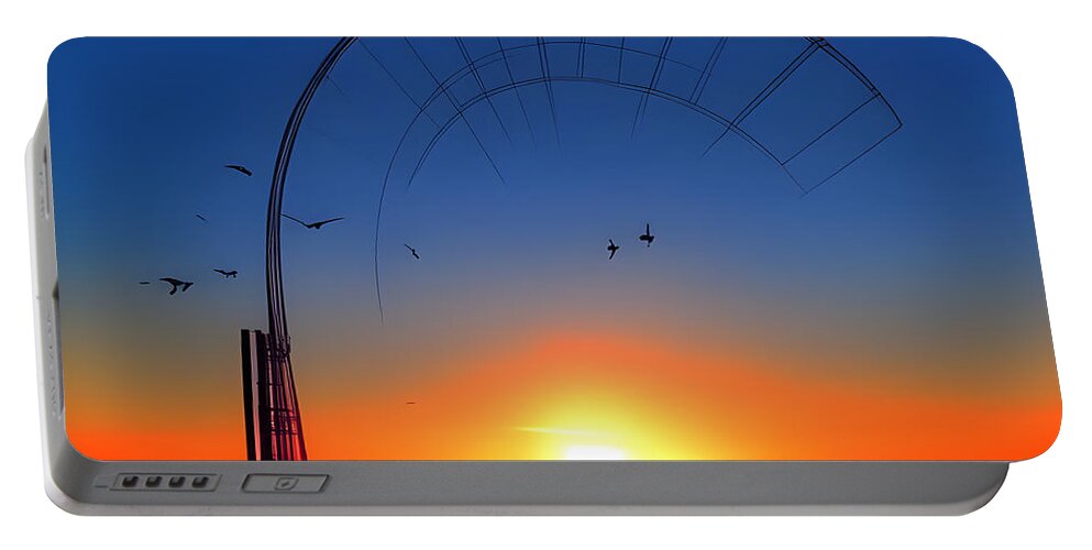 Pier Portable Battery Charger featuring the digital art Sunrise Abstract by Kathleen Illes