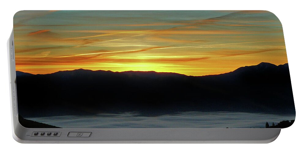 Skyscapes Portable Battery Charger featuring the photograph Sunrise and Clouds by Beverly Read