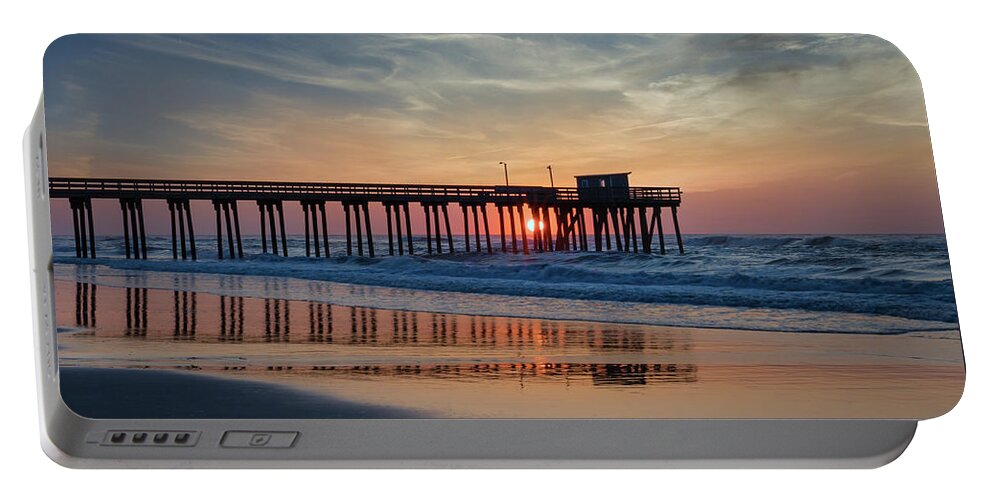 Avalon Pier Portable Battery Charger featuring the photograph Sunrise at Avalon Pier by Sylvia Goldkranz