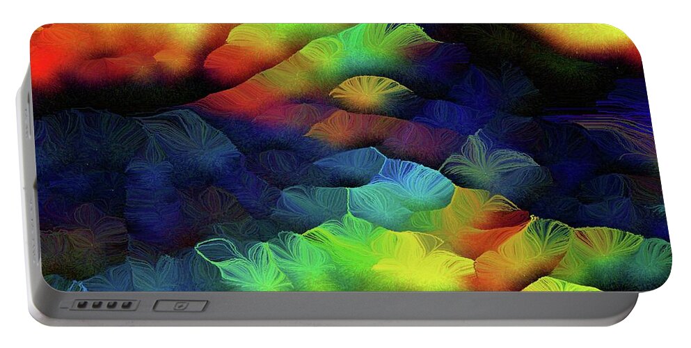 Abstract Landscape Portable Battery Charger featuring the painting Sunrise in the Valley of Compassion by Aberjhani