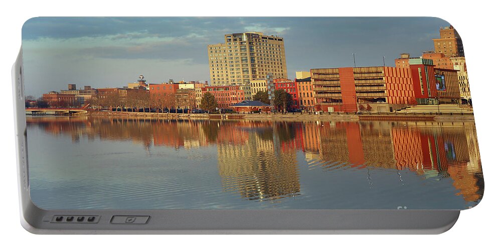 Sunrise Portable Battery Charger featuring the photograph Sunrise on Fort Industry Square Toledo Ohio 4986 by Jack Schultz