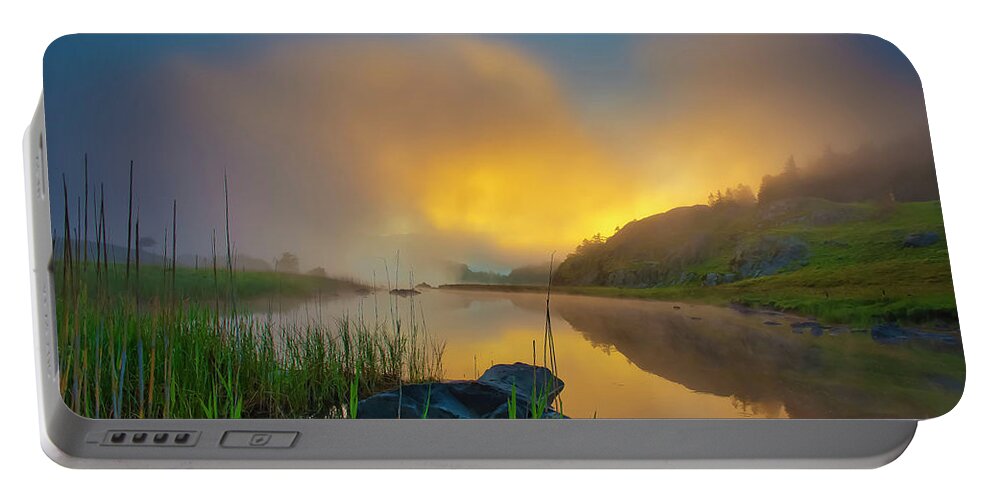 Landscape Portable Battery Charger featuring the photograph Sunrise on the lake 1 by Remigiusz MARCZAK