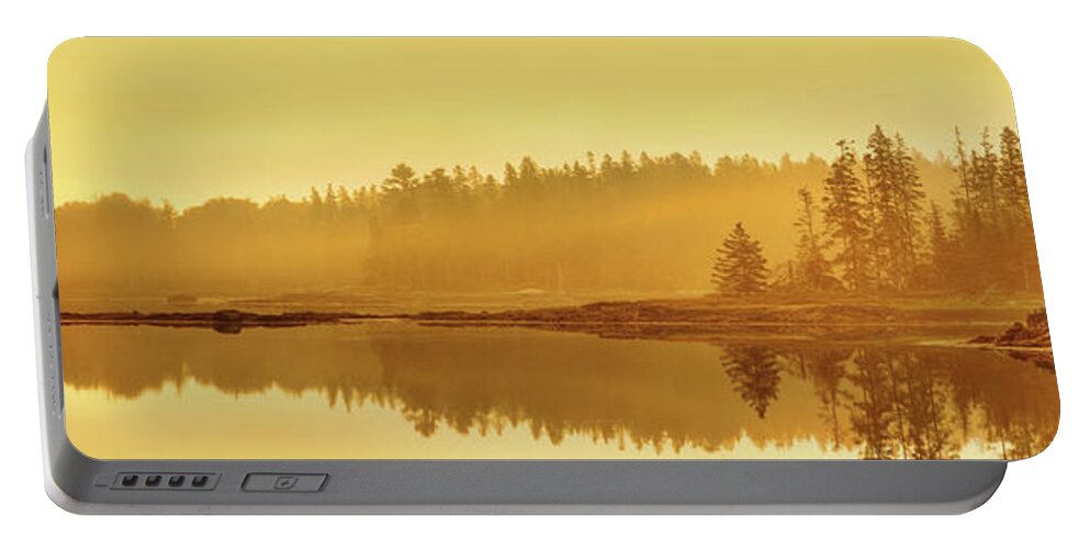 Acadia Portable Battery Charger featuring the photograph Acadia Sunrise Pano 0625 by Greg Hartford