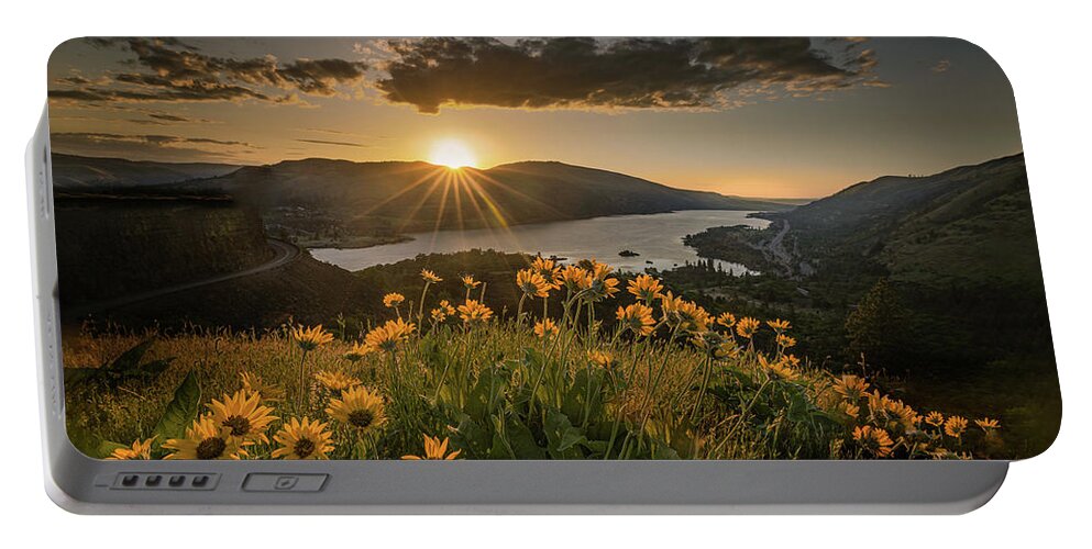 Columbia River Gorge Portable Battery Charger featuring the photograph Sunrise over Columbia River Gorge by Tim Bryan