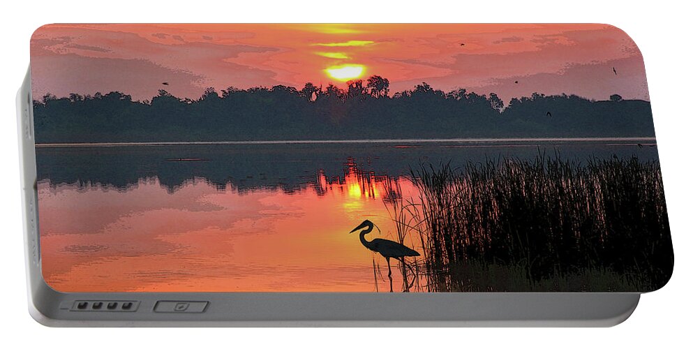 Sunrise Portable Battery Charger featuring the photograph Sunrise Over Lake Smart by Robert Carter