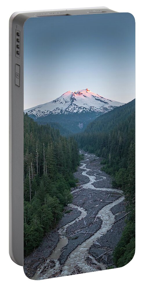 Mount Baker Portable Battery Charger featuring the photograph Sunrise Streams by Michael Rauwolf