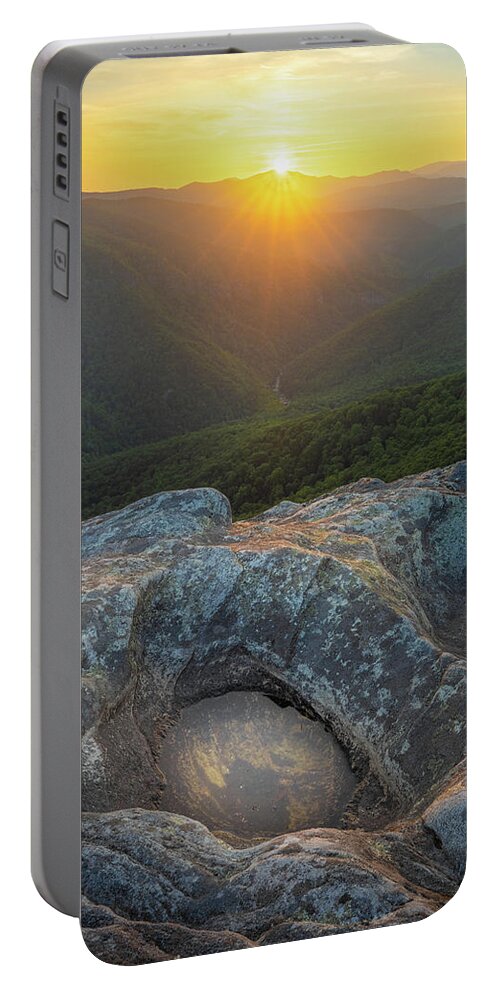 Linville Gorge Portable Battery Charger featuring the photograph Sunset At Linville Gorge Hawksbill Mountain North Carolina by Jordan Hill