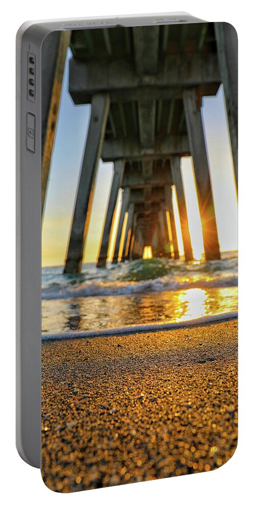 Mountain Portable Battery Charger featuring the photograph Sunset at the Pier by Go and Flow Photos