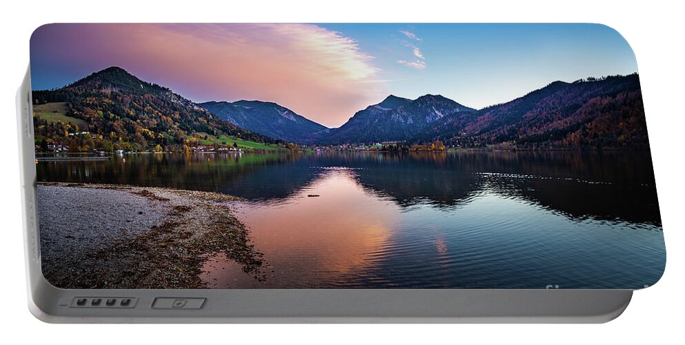 Schliersee Portable Battery Charger featuring the photograph Sunset at the Schliersee III by Hannes Cmarits