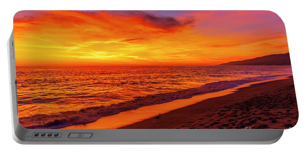 Zuma Beach Portable Battery Charger featuring the photograph Sunset at Zuma Beach, CA by Rich Cruse