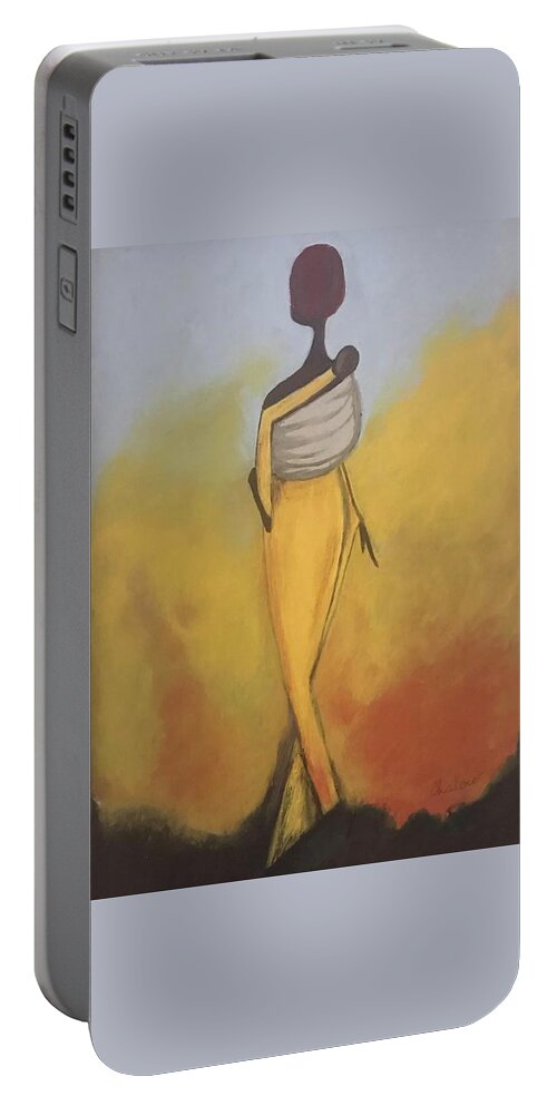 Portable Battery Charger featuring the painting Sunset Babe by Charles Young