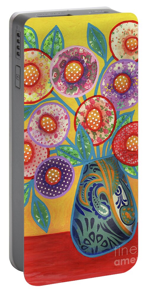 Flowers In A Vase Portable Battery Charger featuring the painting Sunset Bouquet by Amy E Fraser