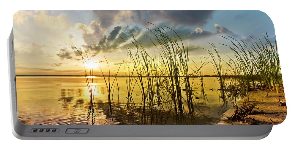 Clouds Portable Battery Charger featuring the photograph Sunset Breezes by Debra and Dave Vanderlaan