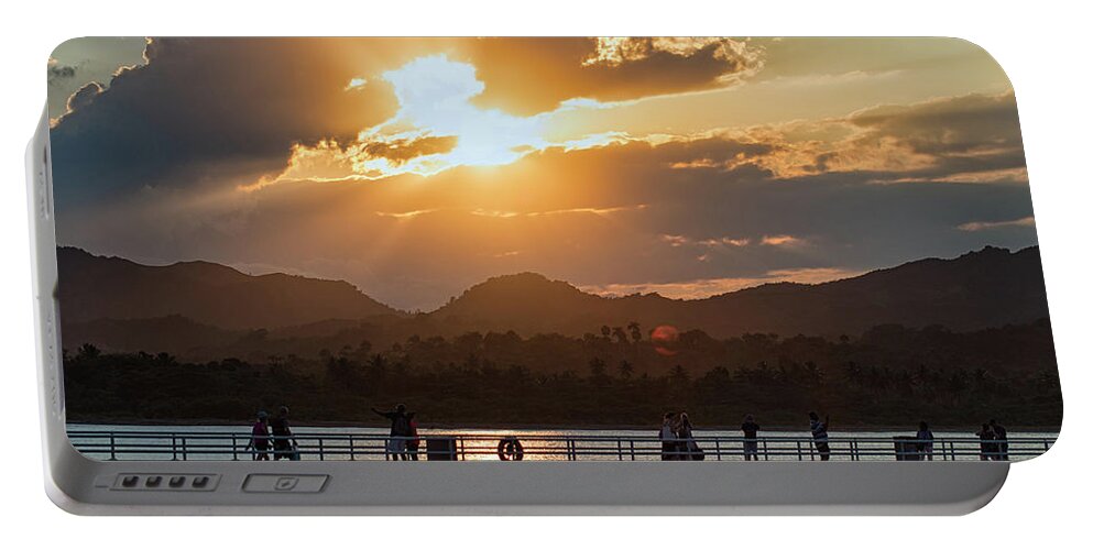 Sunset Portable Battery Charger featuring the photograph Sunset Dock by Portia Olaughlin