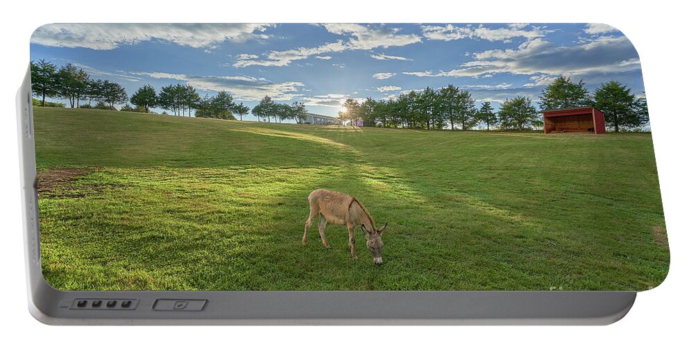 Usa Portable Battery Charger featuring the photograph Sunset Donkey by Brian Kamprath
