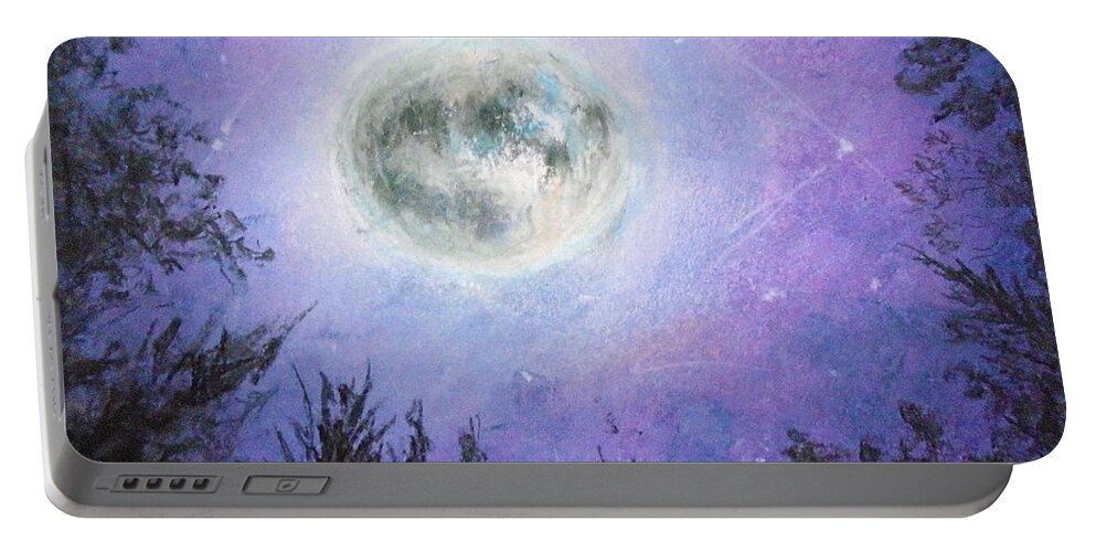 Sparkling Moon Portable Battery Charger featuring the painting Sunset Dreams by Jen Shearer