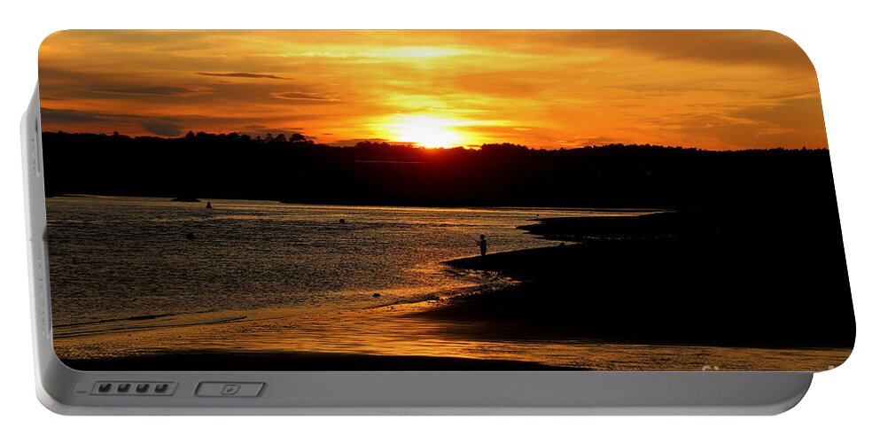 Maine Portable Battery Charger featuring the photograph Sunset Fishing on Drakes ISland by Lennie Malvone