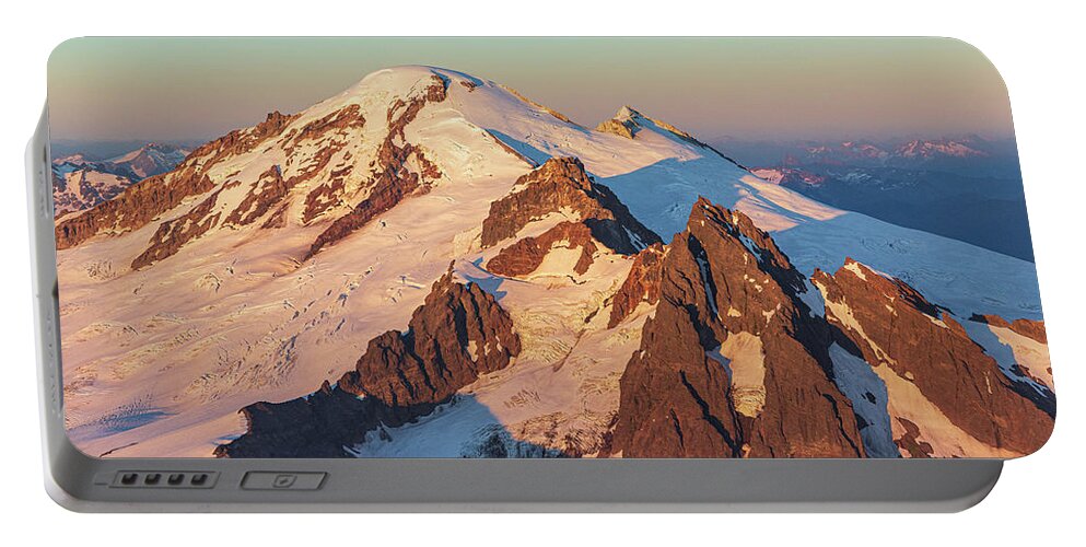 Mount Baker Portable Battery Charger featuring the photograph Sunset Gold by Michael Rauwolf