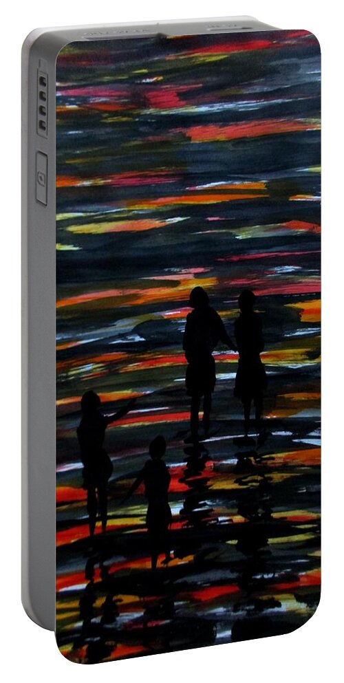 Art Portable Battery Charger featuring the painting Sunset in Digha -1 by Tamal Sen Sharma